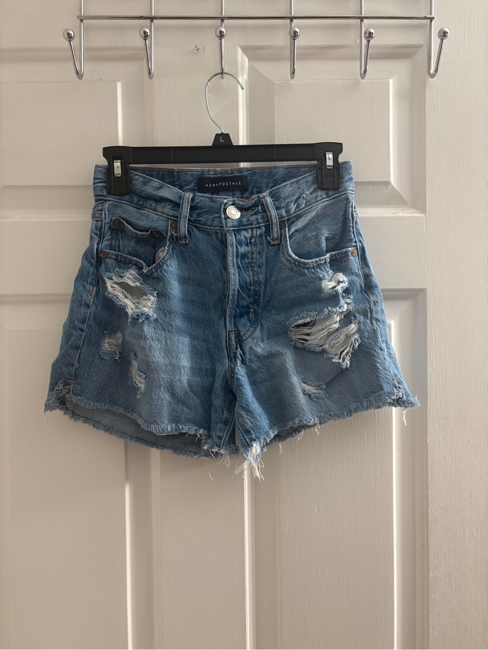 Aeropostale Light Blue Distressed Denim Cutoff Shorts